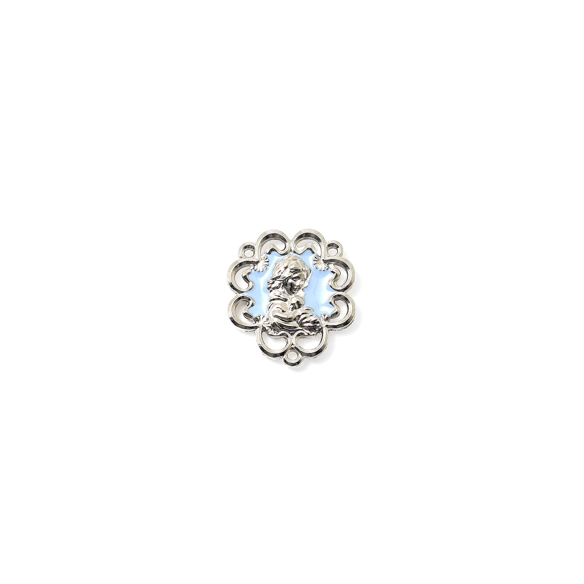 Mary's Motherly Love Collection Sky &amp; Nickel Rosary with Silver Caps