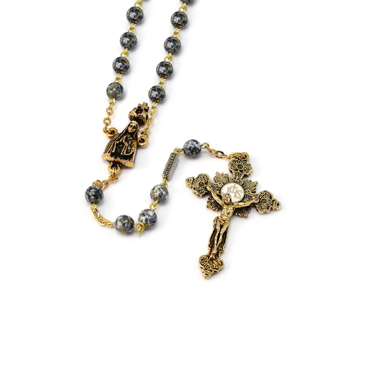 Fatima Crown Marbled Grey & Gold Rosary - Ghirelli USA INC Fatima Crown Marbled Grey & Gold Rosary - Ghirelli USA INC