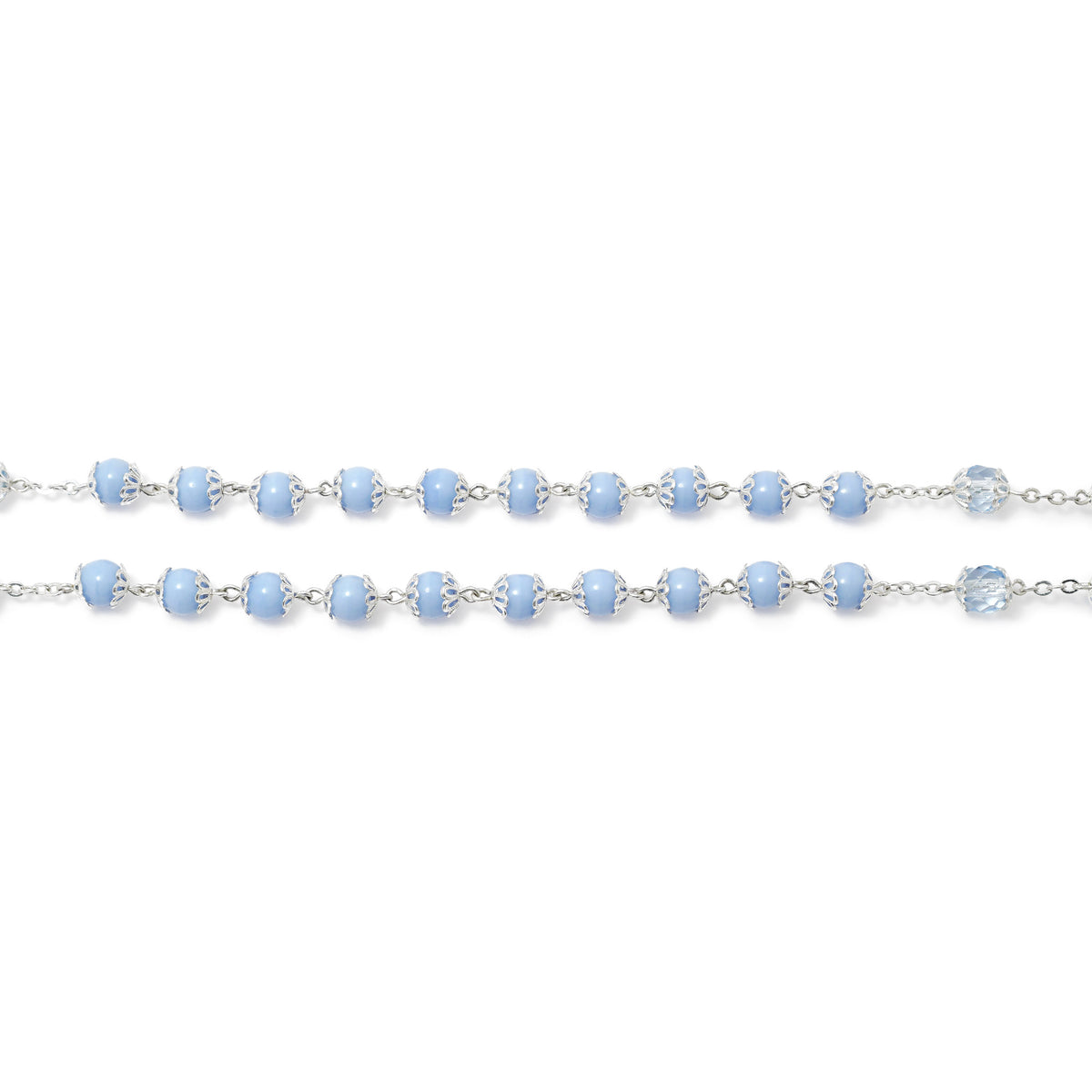 Mary's Motherly Love Collection Sky &amp; Nickel Rosary with Silver Caps