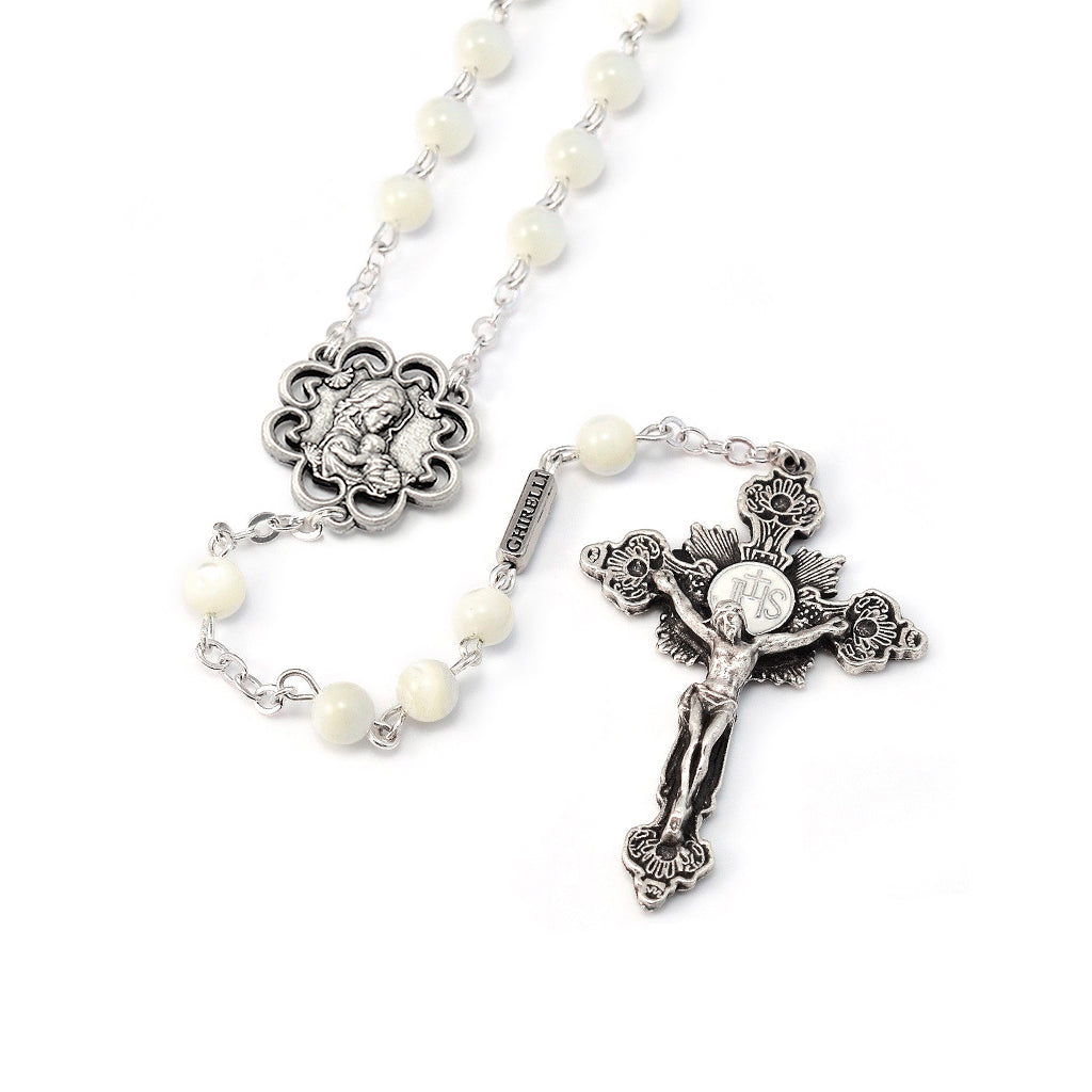 Mary's Motherly Love Pearl Holy Eucharist Rosary