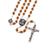 Saint Pio of Pietrelcina Rosary in Antique Silver with Wood Beads