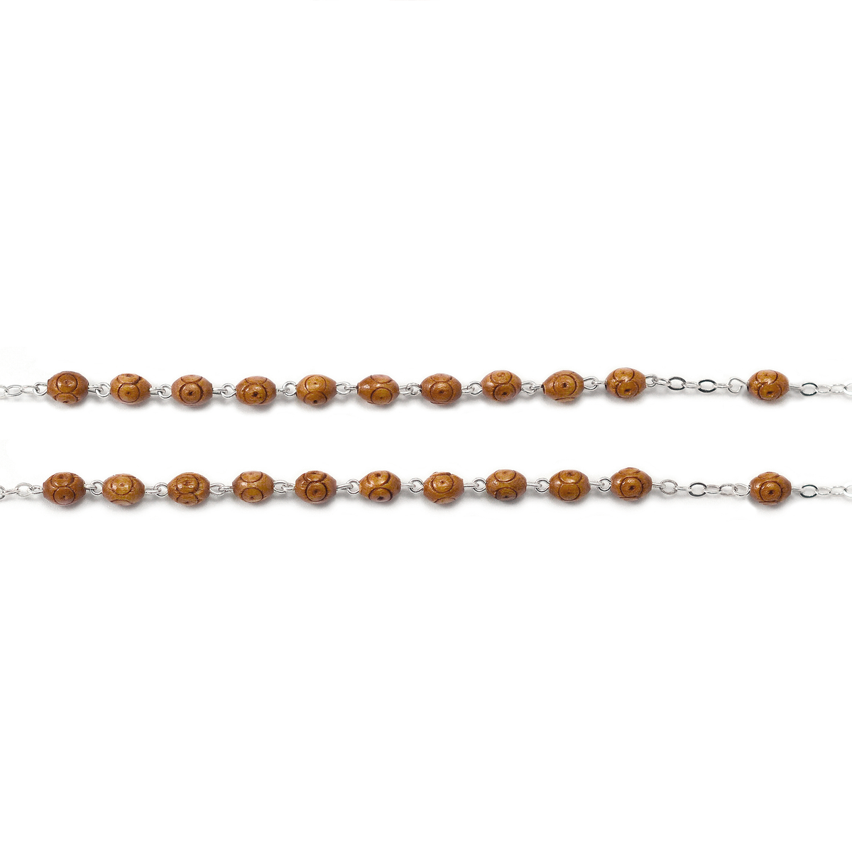Saint Francis and Saint Clare of Assisi Wood &amp; Silver Rosary
