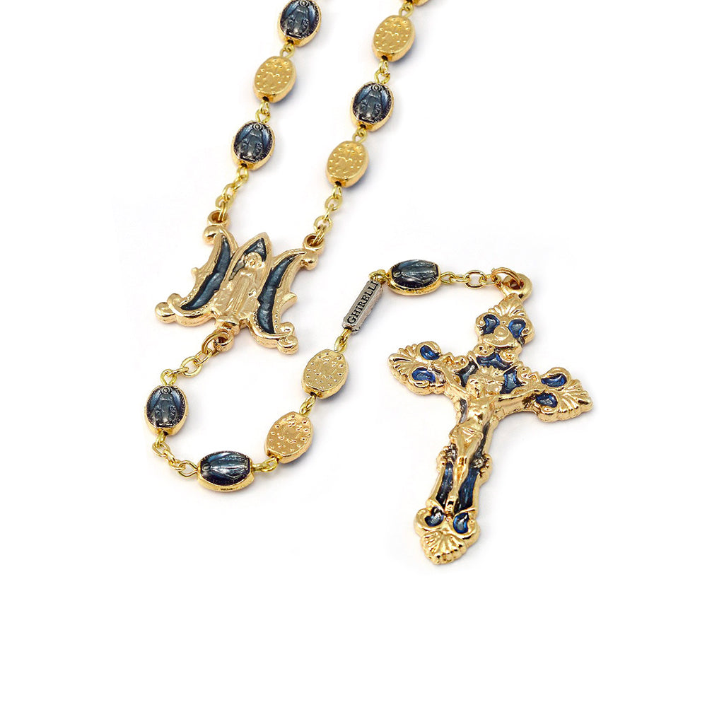 Miraculous Medal Gold Enamel Rosary