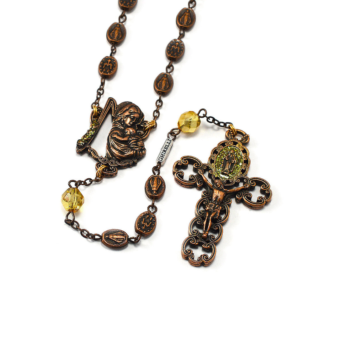 Miraculous Medal Rosary in Antique Copper