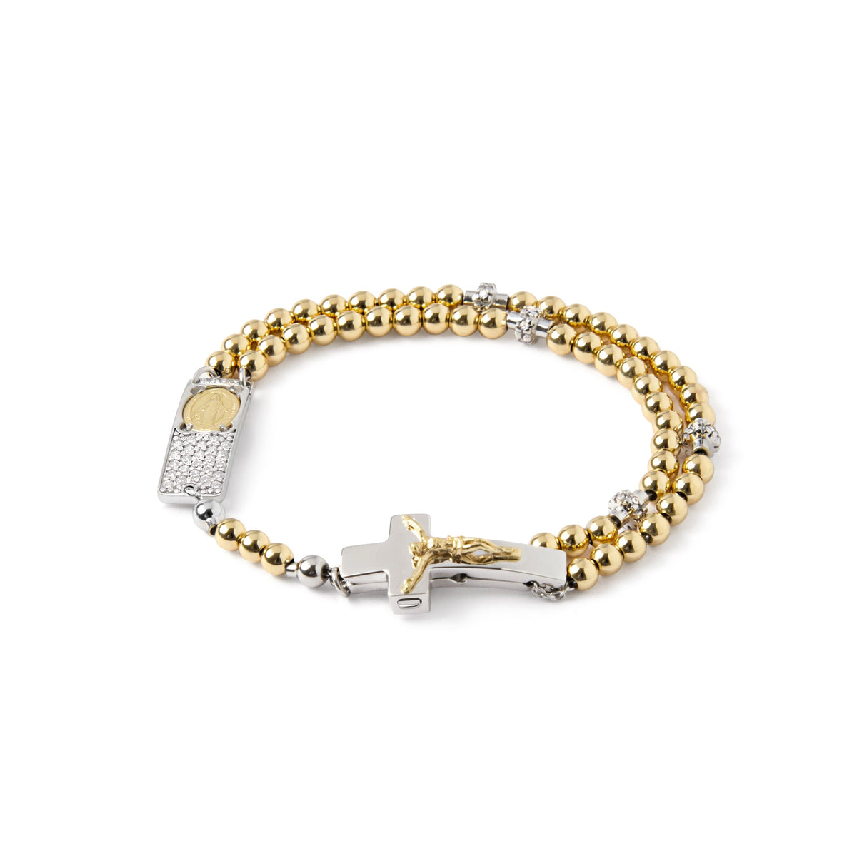 Rosalet® Bracelet in Sterling Silver and Gold with Pavé Beads - Prices reserved