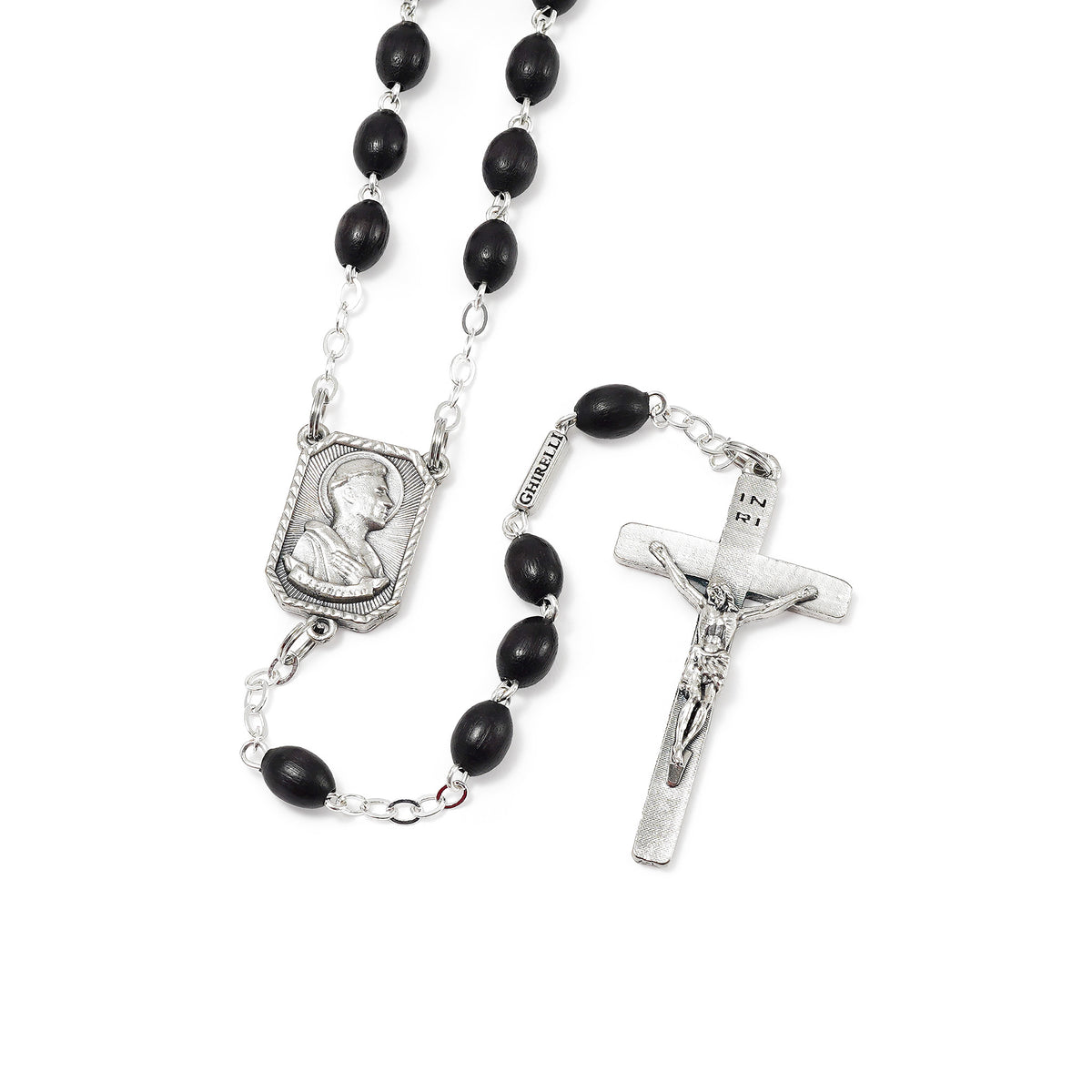 Saint Francis and Saint Clare of Assisi Rosary Black Wood &amp; Silver