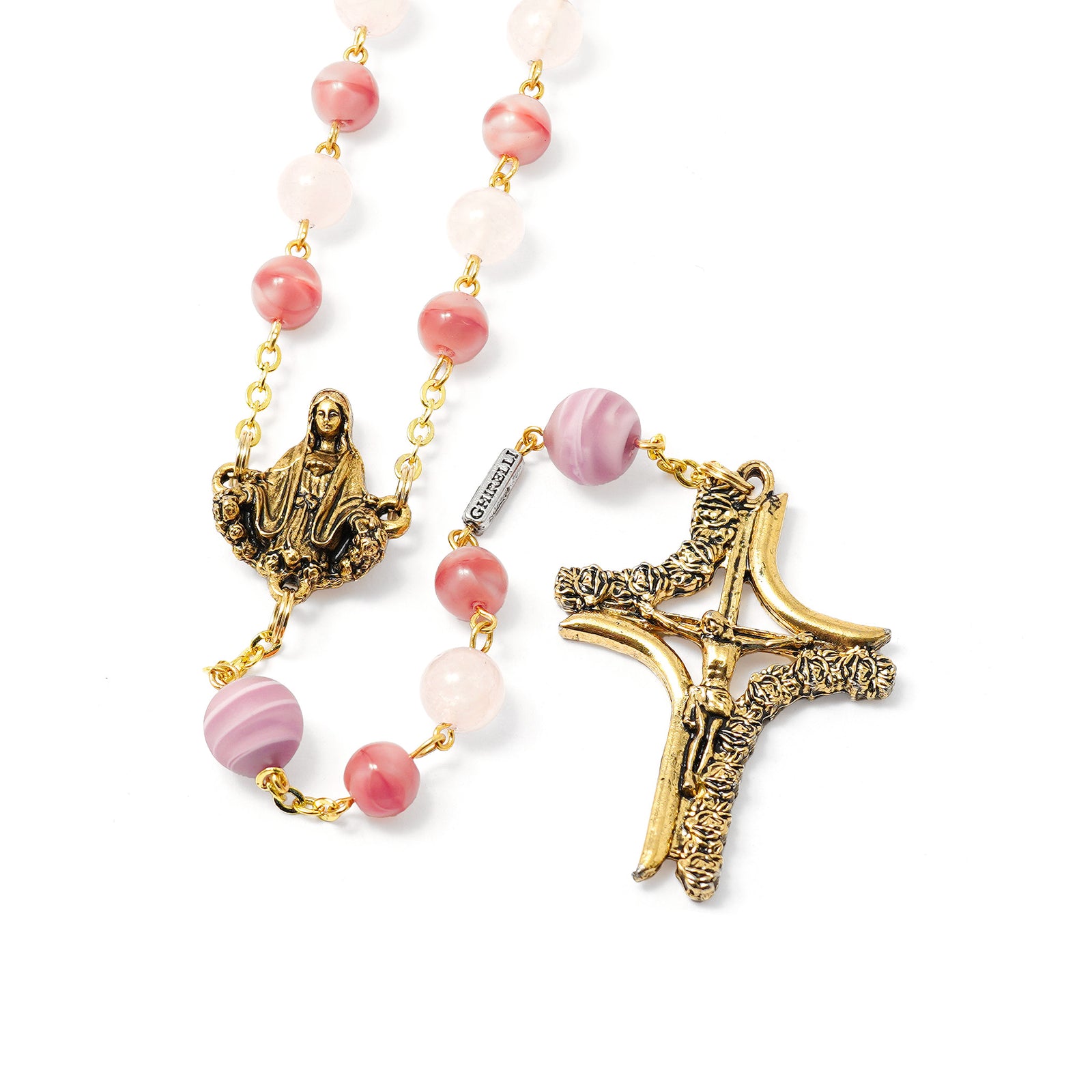 Madonna Rose Murano & Gold Rosary
