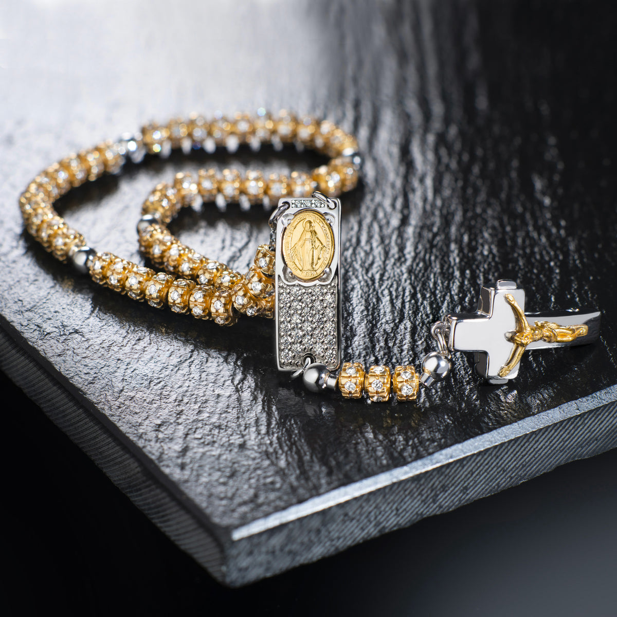 ROSALET® FULLY PAVE GOLD BEADS , STERLING SILVER & ROUND ROSALET® FULLY PAVE GOLD BEADS , STERLING SILVER & ROUND
