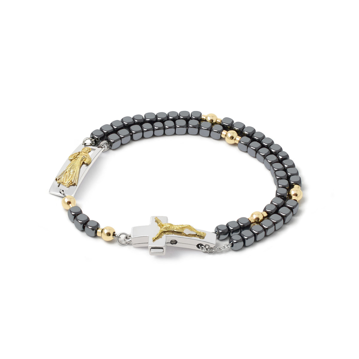 DEVOTIONAL ROSALET® - SQUARE POLISHED HEMATITE BEADS