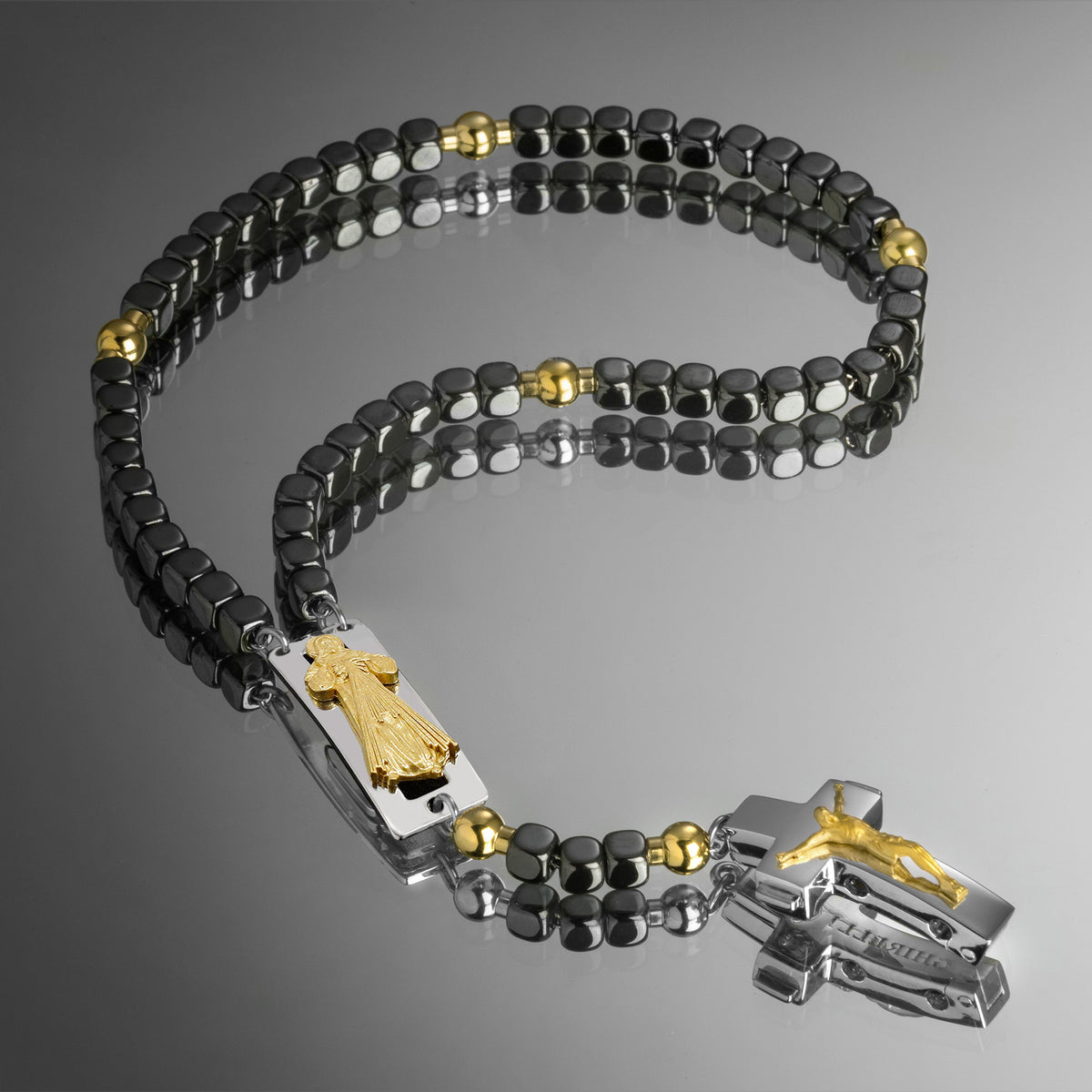 DEVOTIONAL ROSALET® - SQUARE POLISHED HEMATITE BEADS