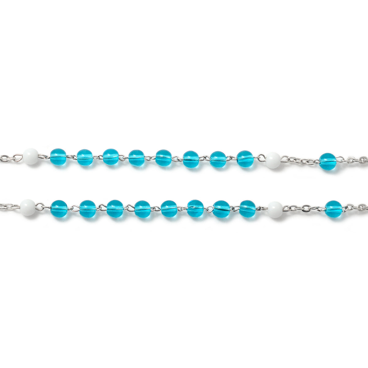 Smart Rosary with NFC Technology and Aquamarine Glass Beads