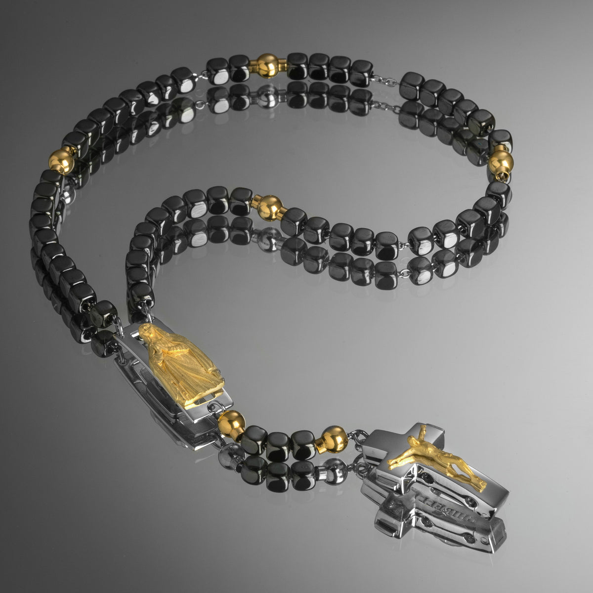 DEVOTIONAL ROSALET® - SQUARE POLISHED HEMATITE BEADS