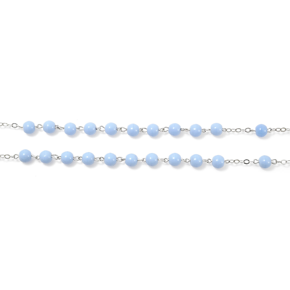 Fatima Lily Sky Blue &amp; Silver Rosary