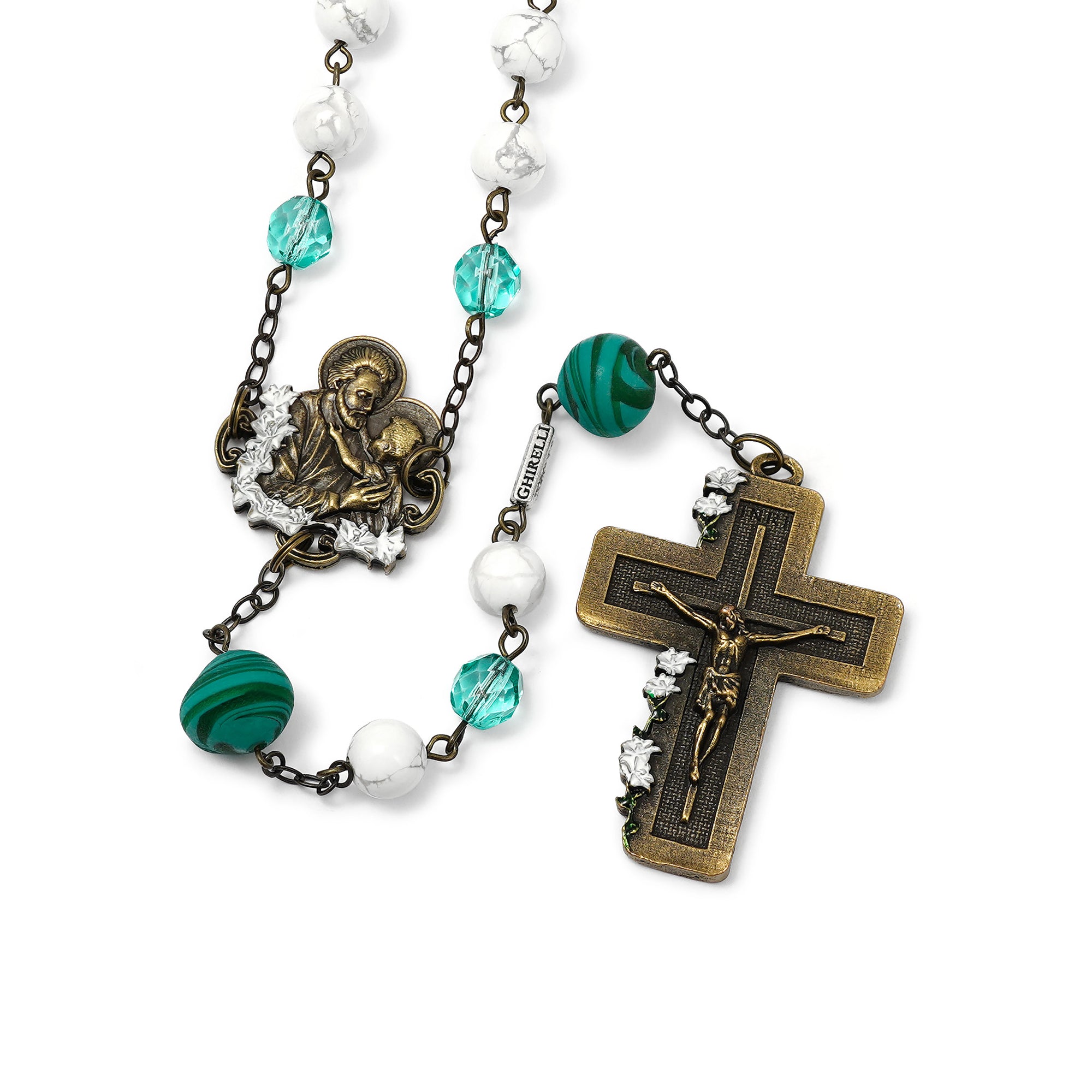 Saint Joseph Rosary with Murano Glass & Brass