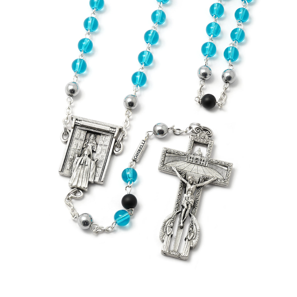 Holy Door Rosary in Antique Silver – Ghirelli® Jubilee Edition with 16 Panel Meditations