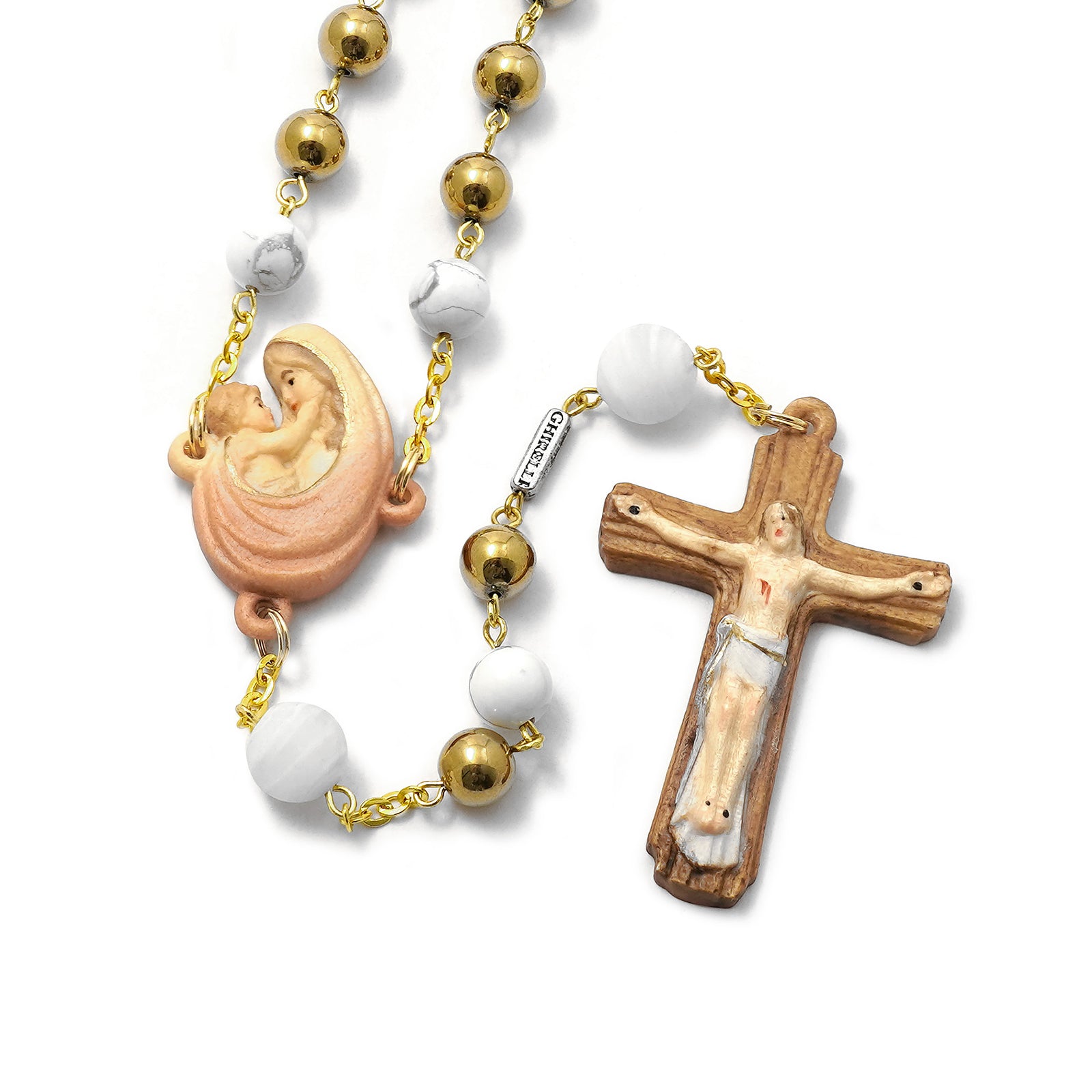 Val Gardena wood rosary with Murano glass