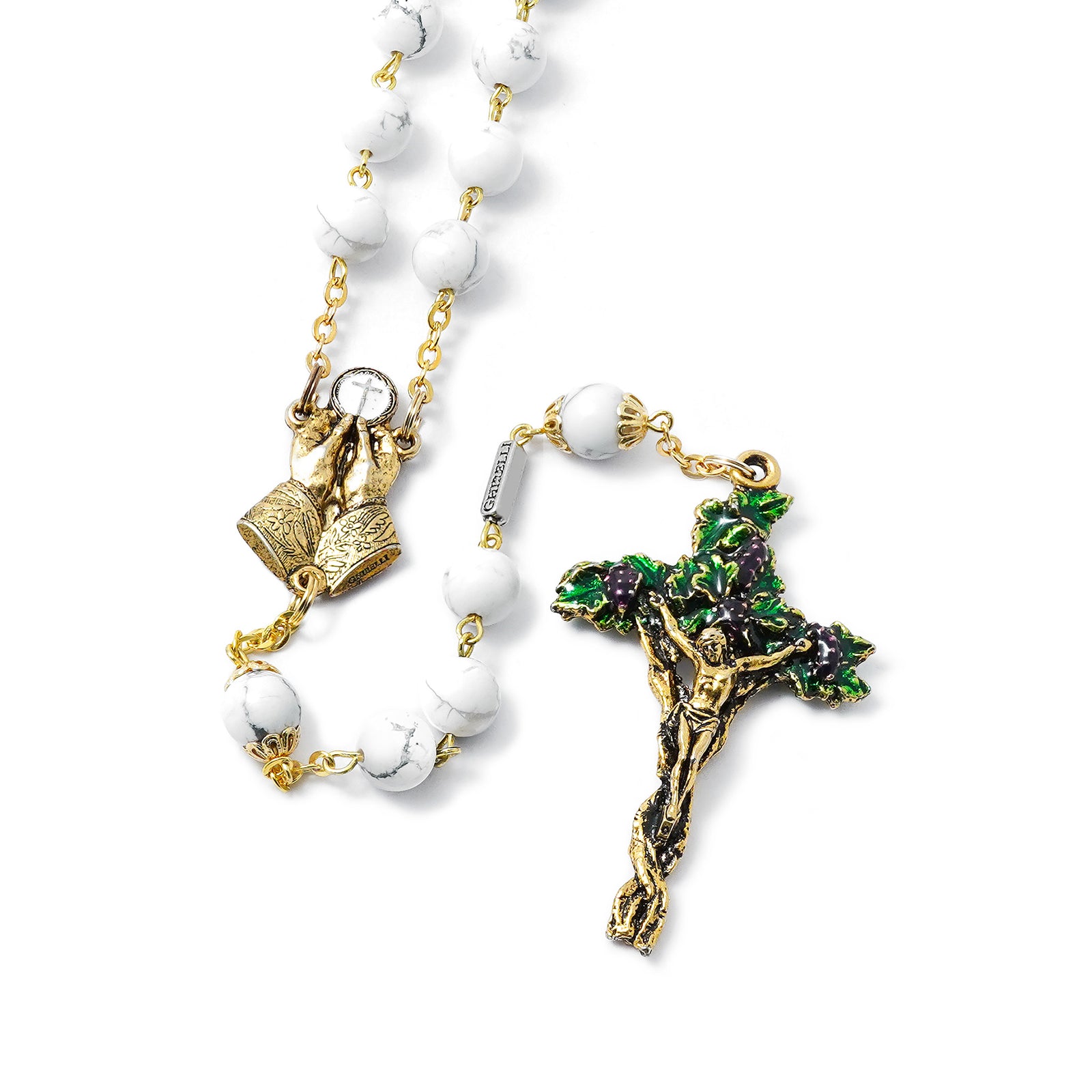 Holy Communion Vine & Branches Pearl & Gold Rosary