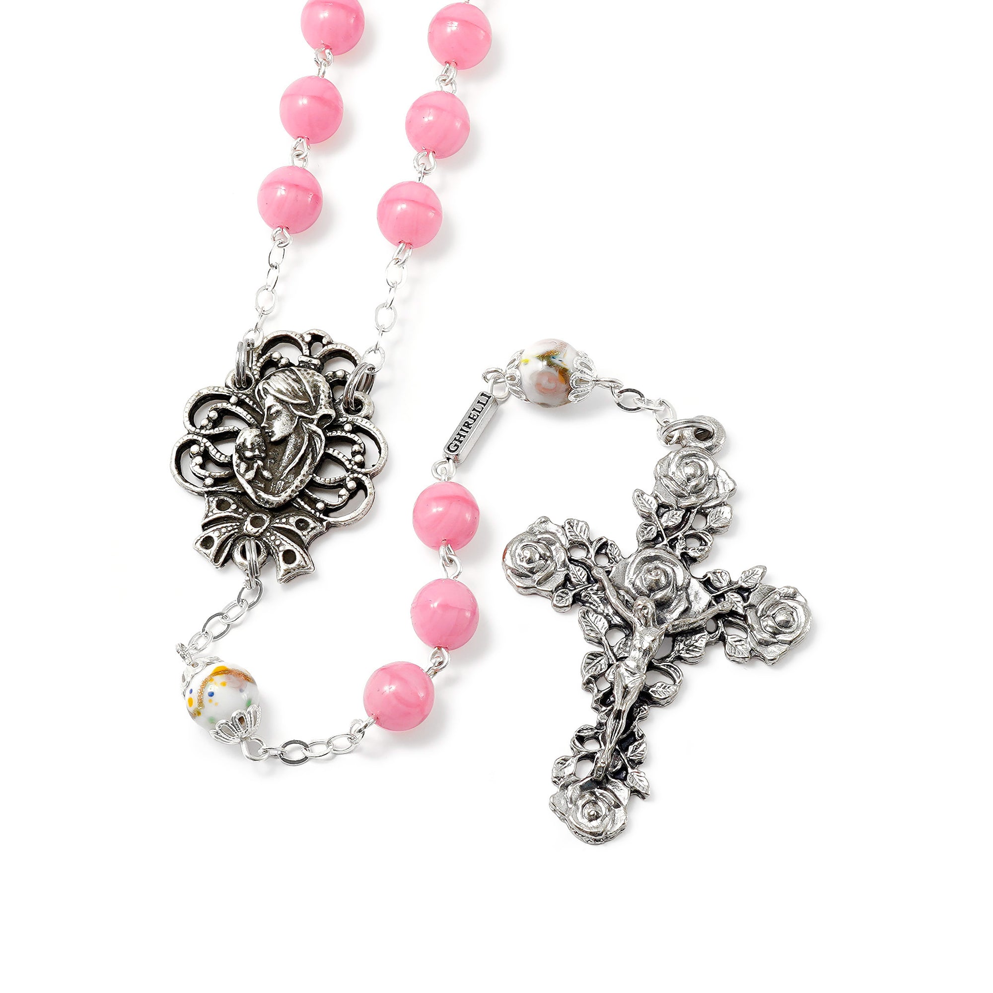 Mary's Motherly Love Collection Pink & Silver Rosary