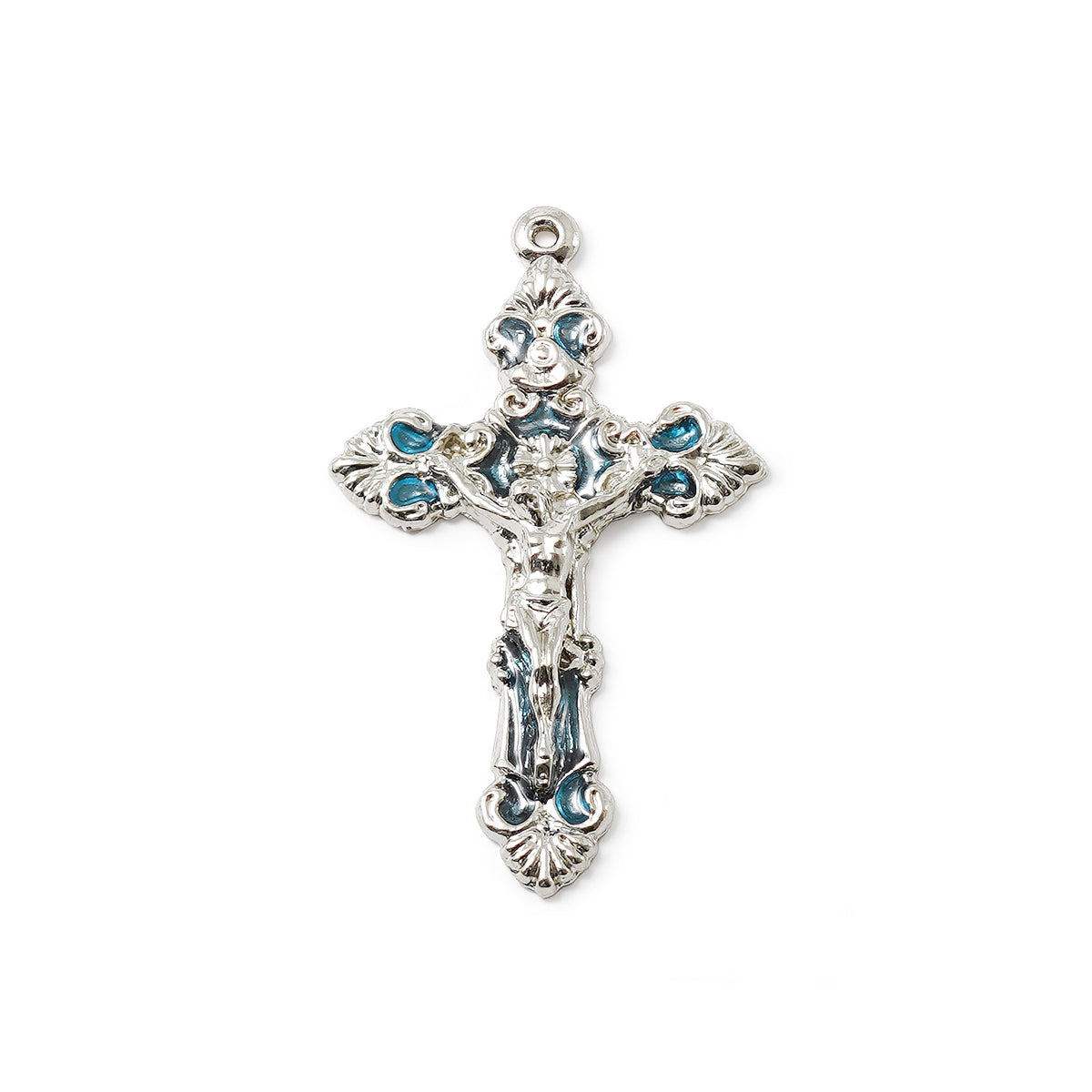 Lourdes Virgo Maria Roses Blue Enamel Rosary