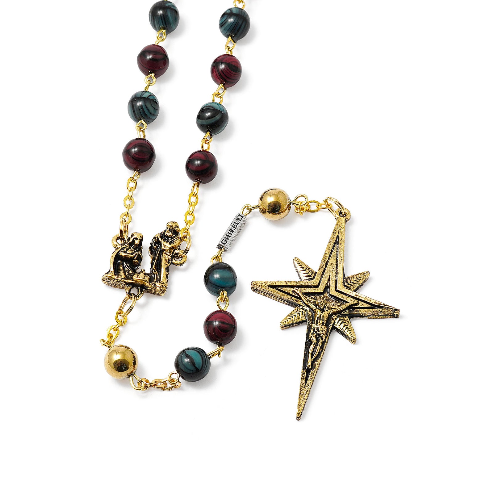 Holy Christmas Nativity Star Gold Rosary