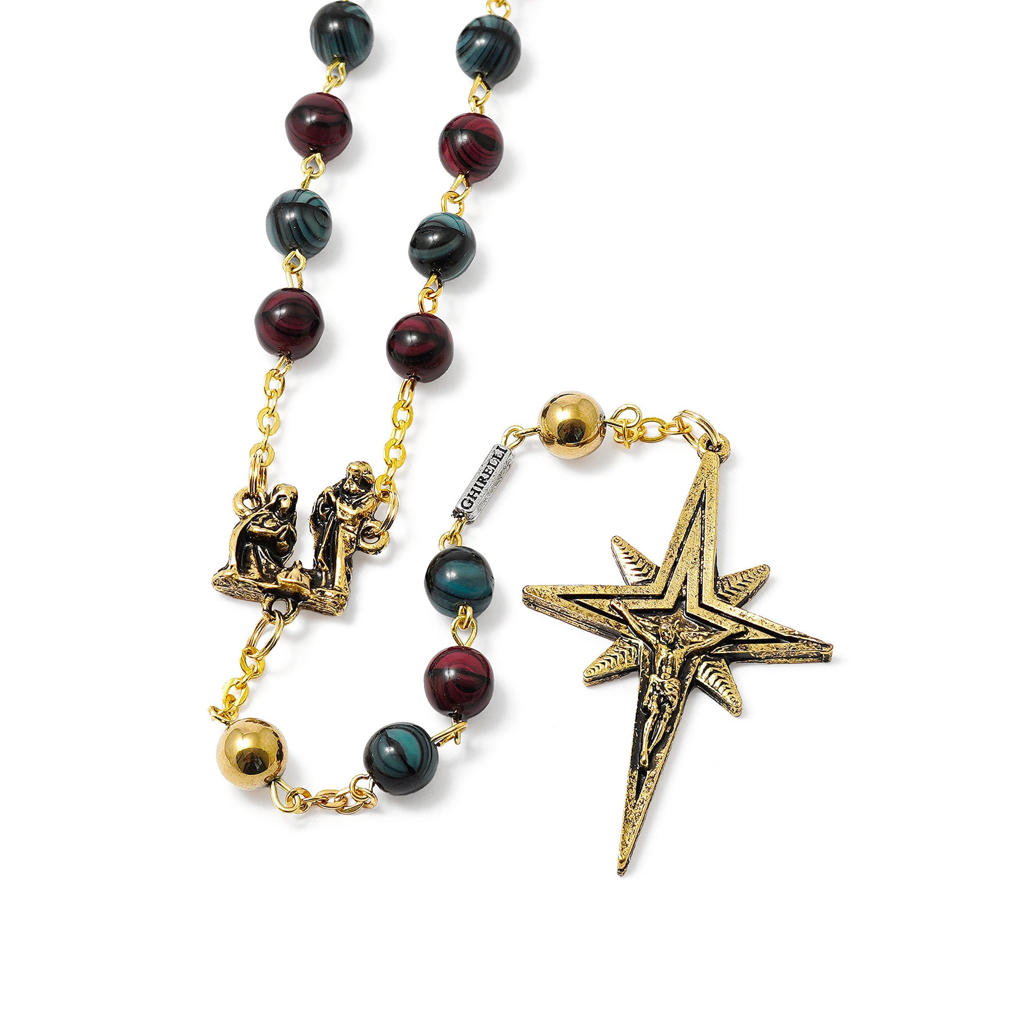 Holy Christmas Nativity Star Gold Rosary