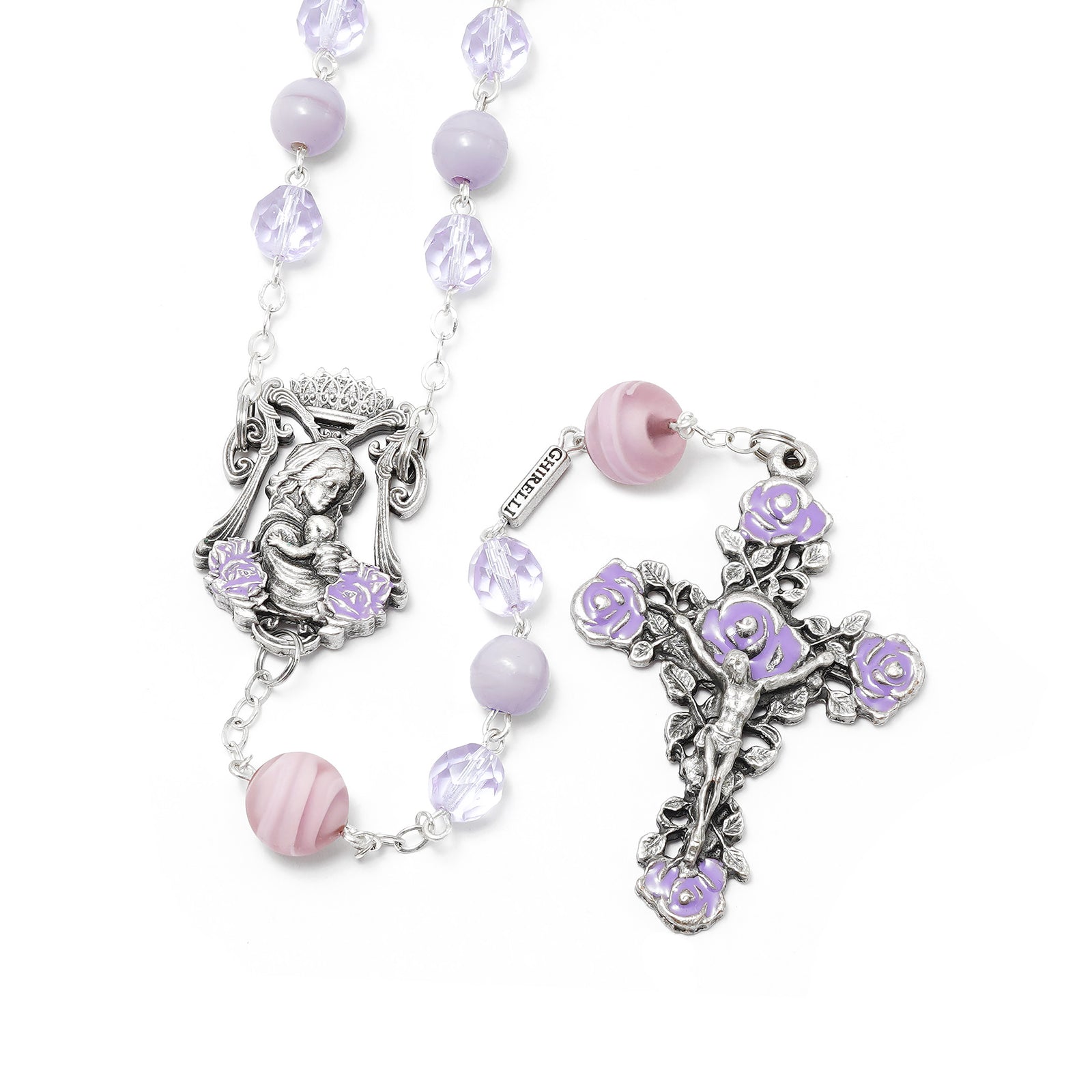 Madonna Roses & Lilac Murano Rosary