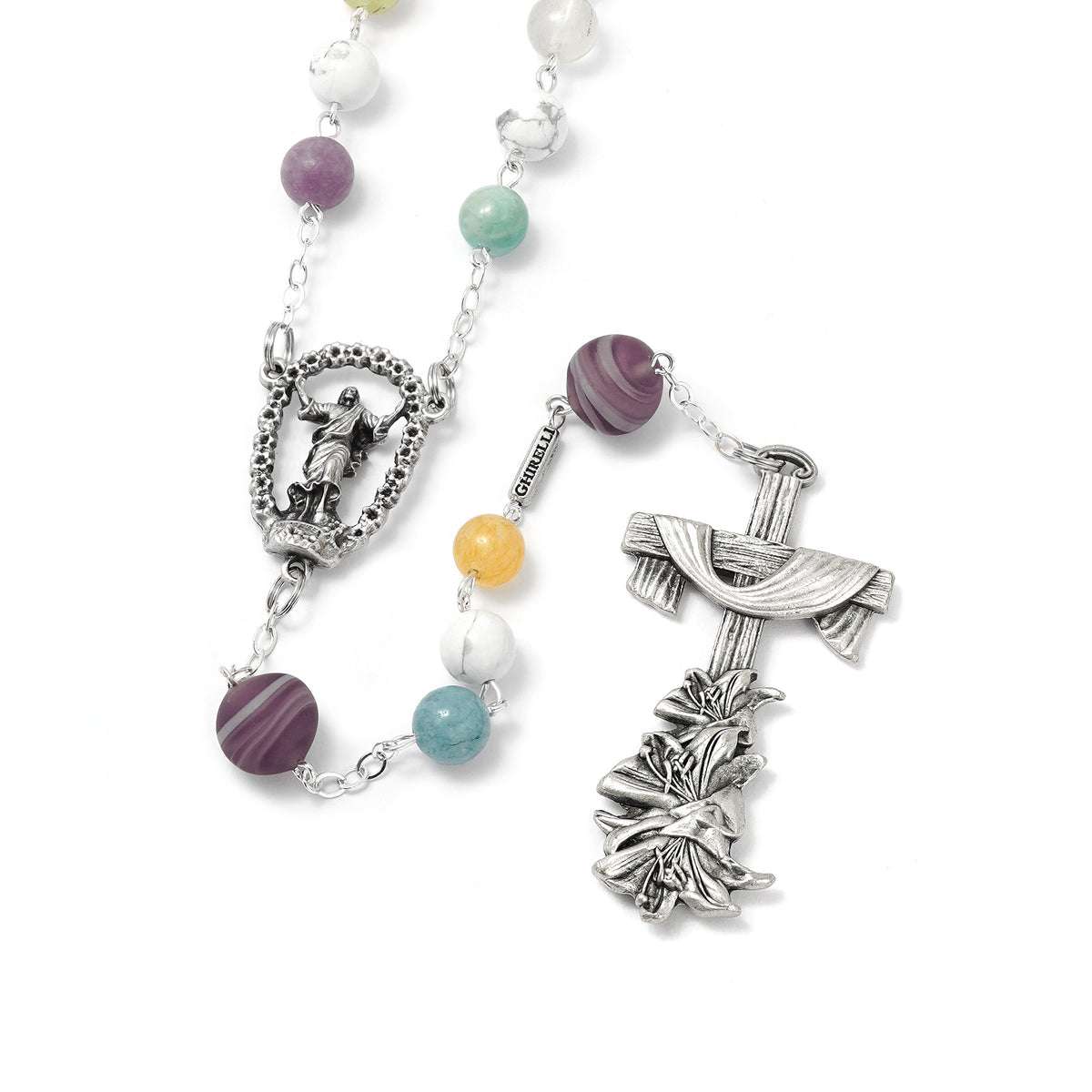 Holy Easter Rosary with Genuine natural stones &amp; Murano Glass