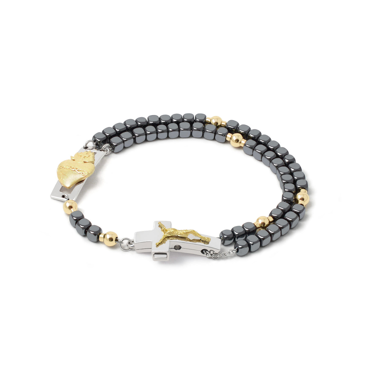 DEVOTIONAL ROSALET® - SQUARE POLISHED HEMATITE BEADS