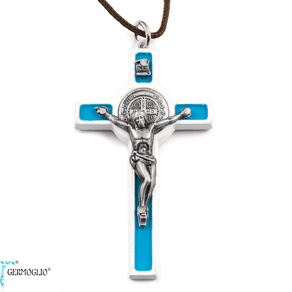 Saint Benedict Crucifix Pendant Traditional Neon & Paracord Germoglio x Ghirelli, Large