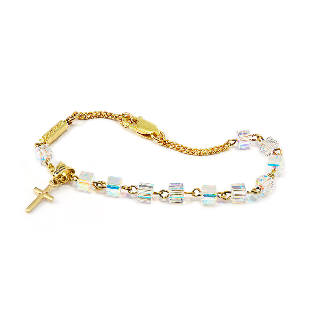 CRYSTAL BRACELET WITH STERLING SILVER - GOLD PLATED
