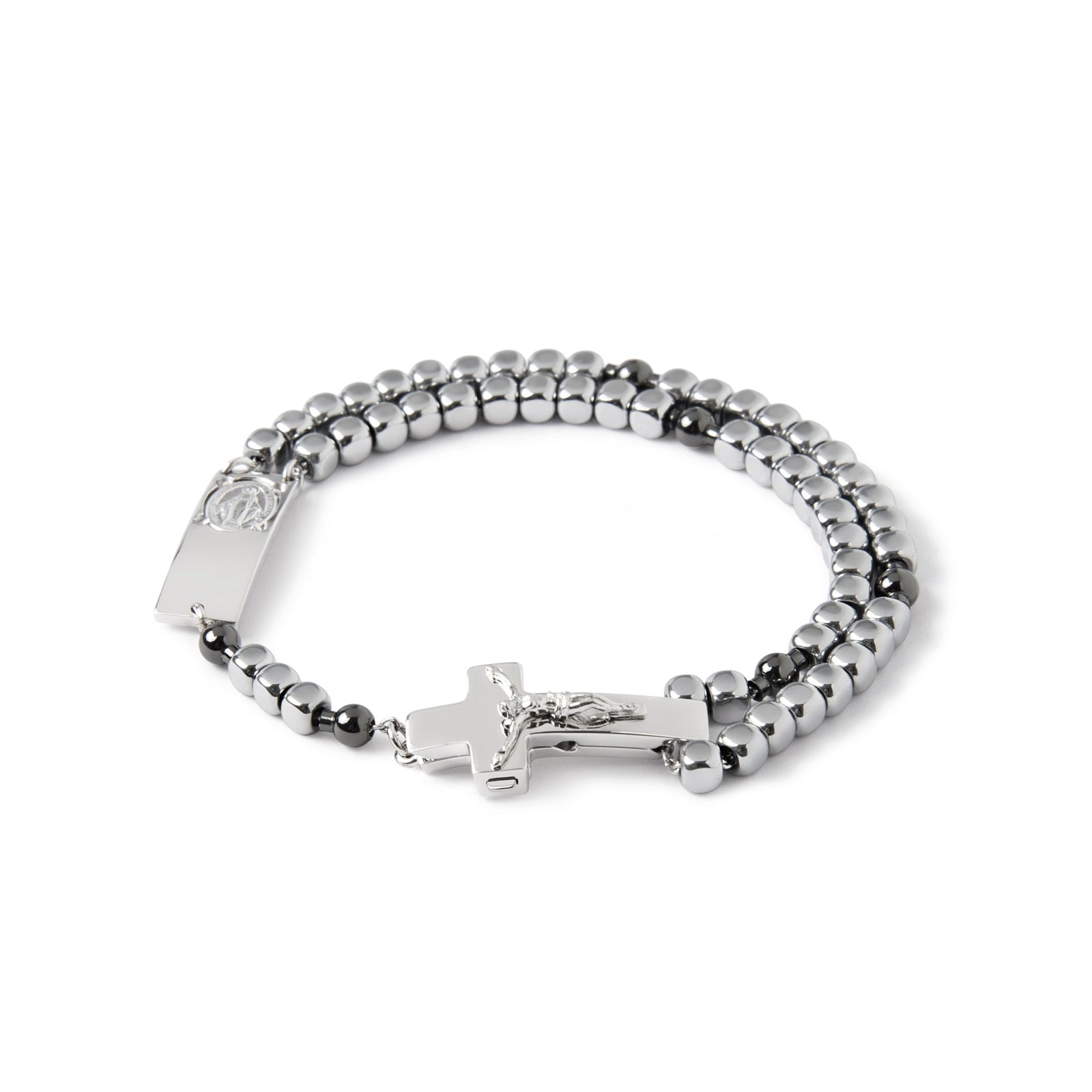 Rosalet® Sterling Silver Rosary Bracelet with Hematite Cube Beads - Prices reserved