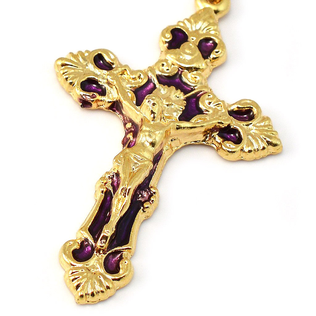 Lourdes Grotto Bohemian Glass &amp; Gold Rosary