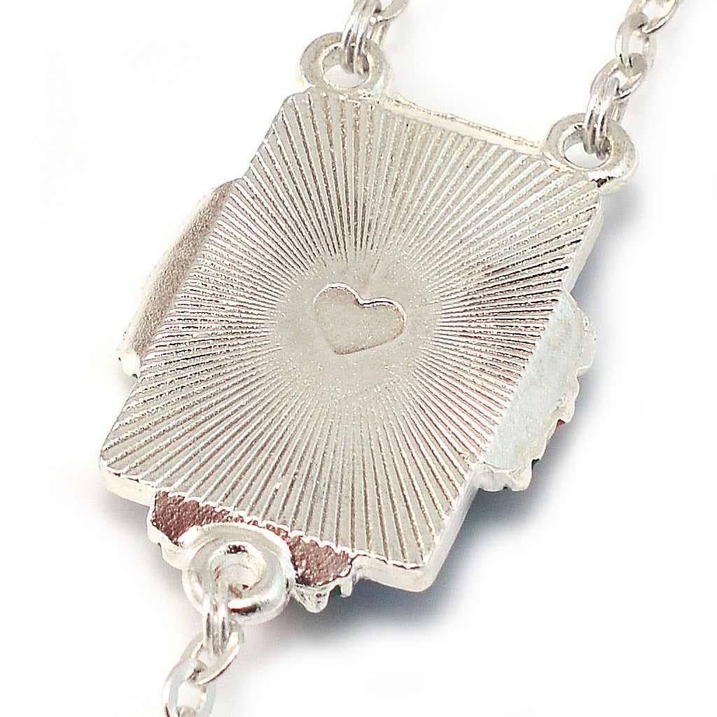 Lourdes Virgo Maria Roses Sky Blue &amp; Silver Hand Enameled Rosary