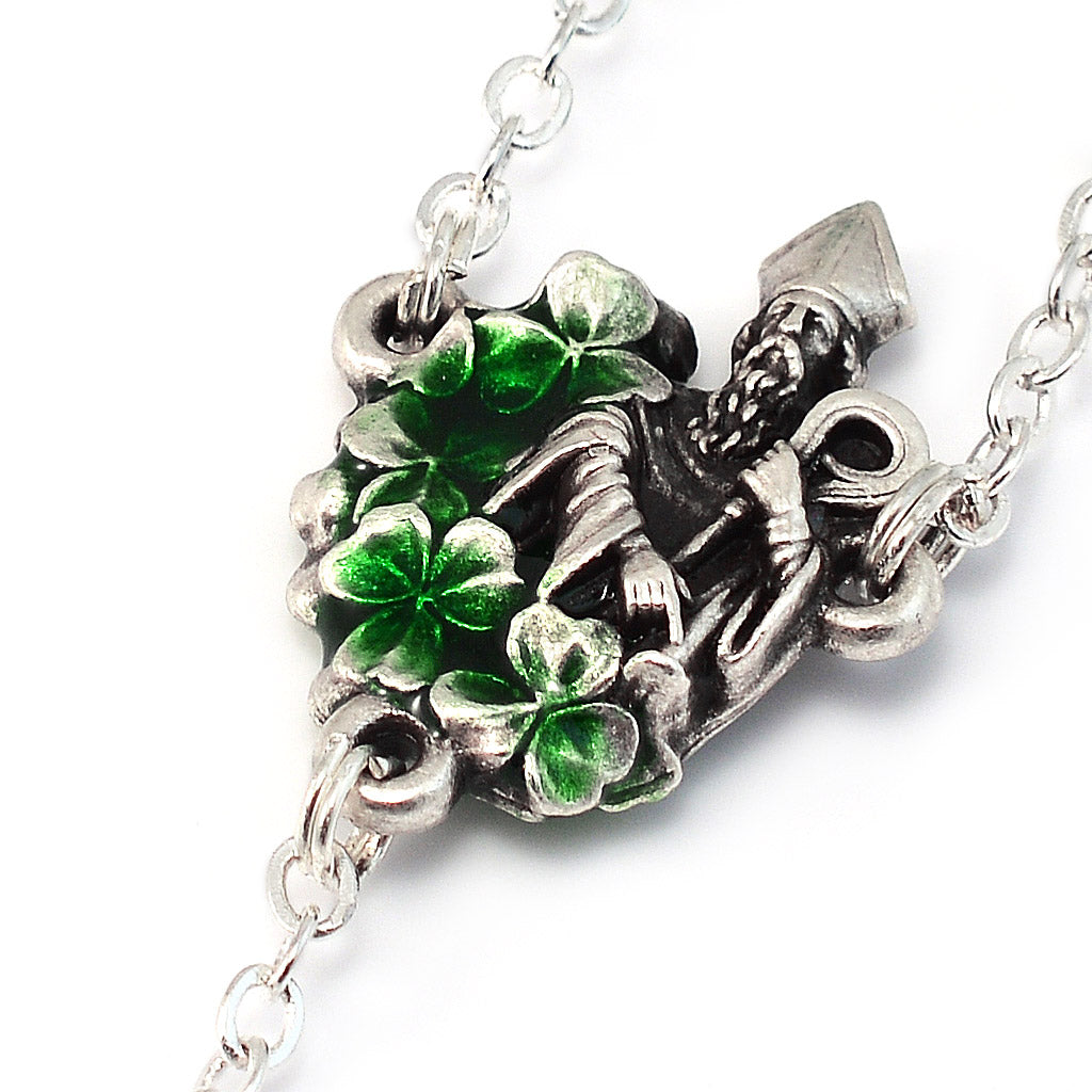 Saint Patrick Green Enamel, Crystal &amp; Silver Rosary