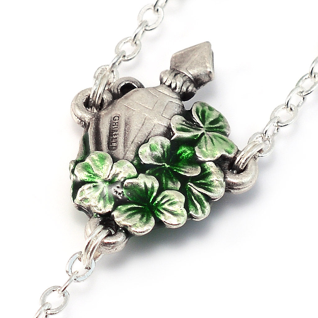 Saint Patrick Green Enamel, Crystal &amp; Silver Rosary