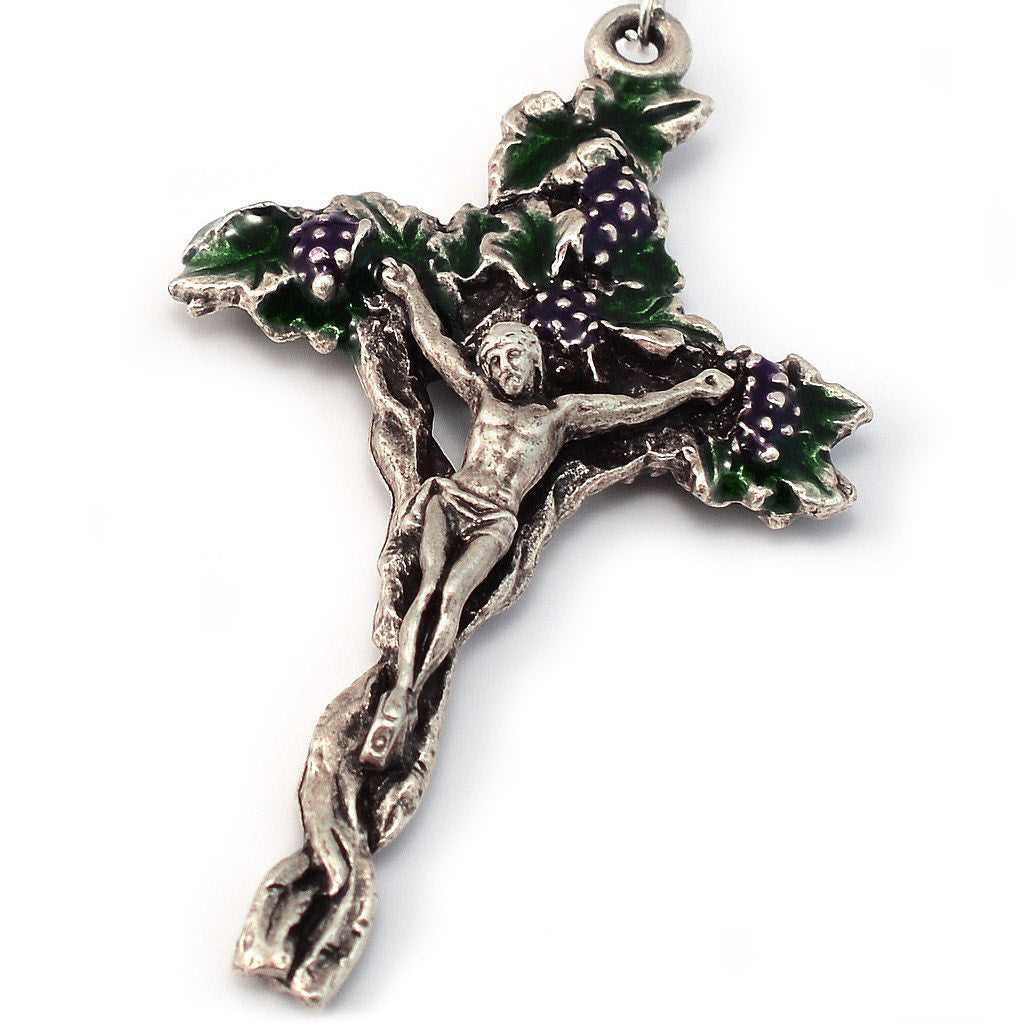 Holy Communion Vine &amp; Branches Aurora Borealis &amp; Silver Rosary