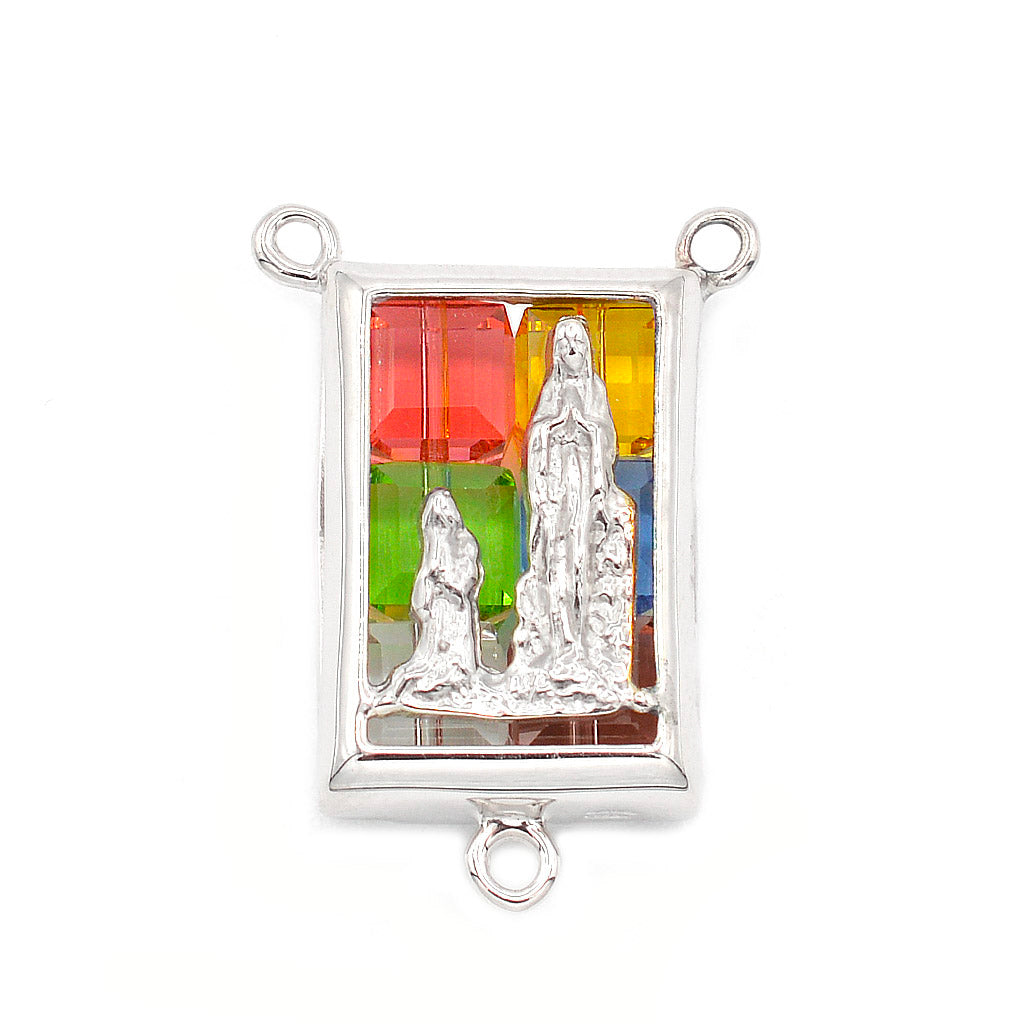 Multicolor Crystal Lourdes Rosary with Sterling Silver
