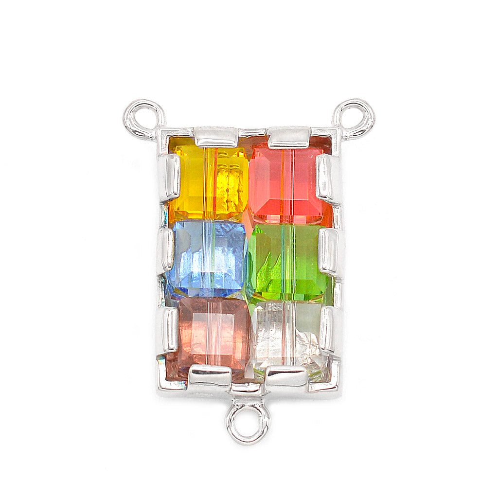 Multicolor Crystal Lourdes Rosary with Sterling Silver