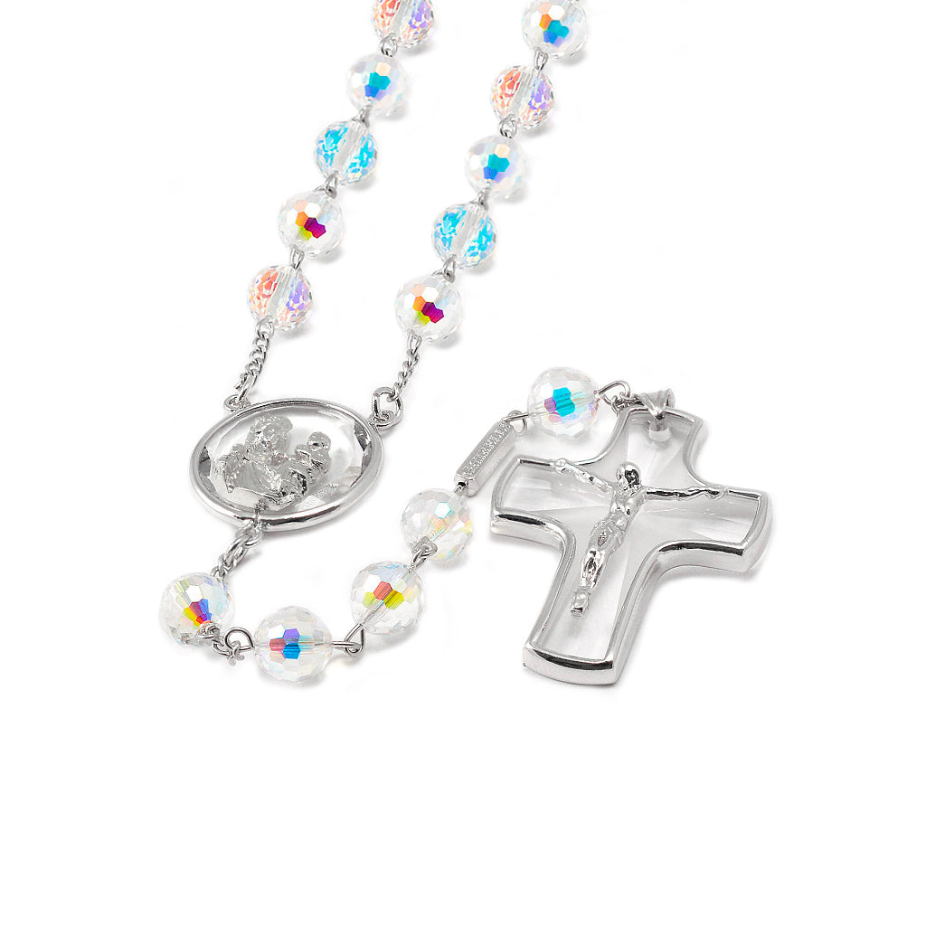 Aurora Borealis Crystal Rosary with Sterling Silver Ghirelli USA INC
