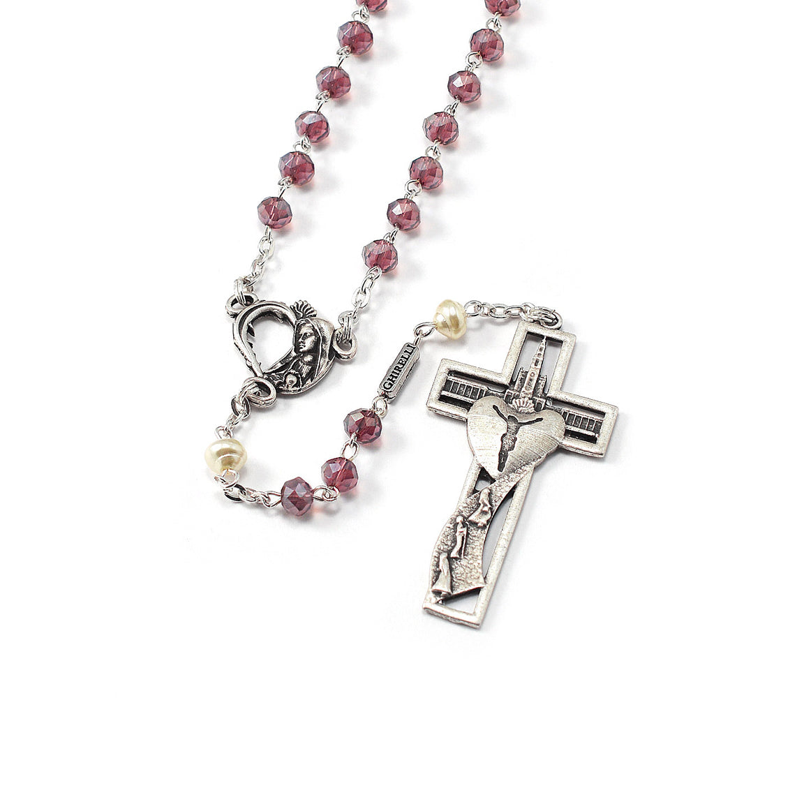Buy Custom Rosary-Crucifix & Centerpiece, Red Crystal Beads 6mm