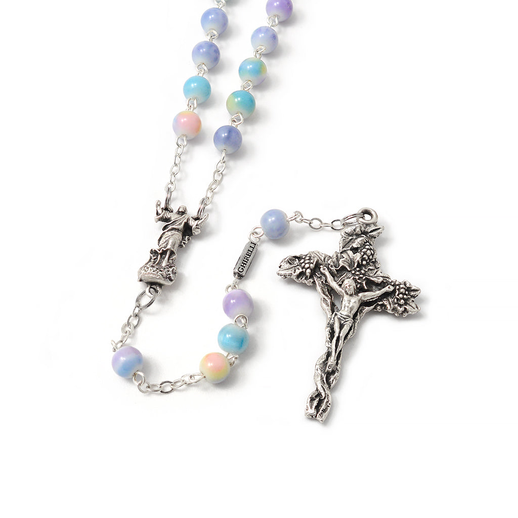 STERLING NECKLACE ROSARY~ Prayer glass beads~ Enamel Catholic rosary~ Gothic~ Religious Jewelry~ Spirituality Religion~ Easter Gift cheapest