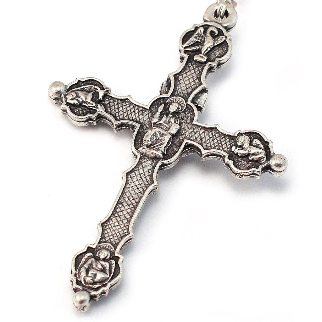 Fatima Lily Crimson &amp; Silver Rosary
