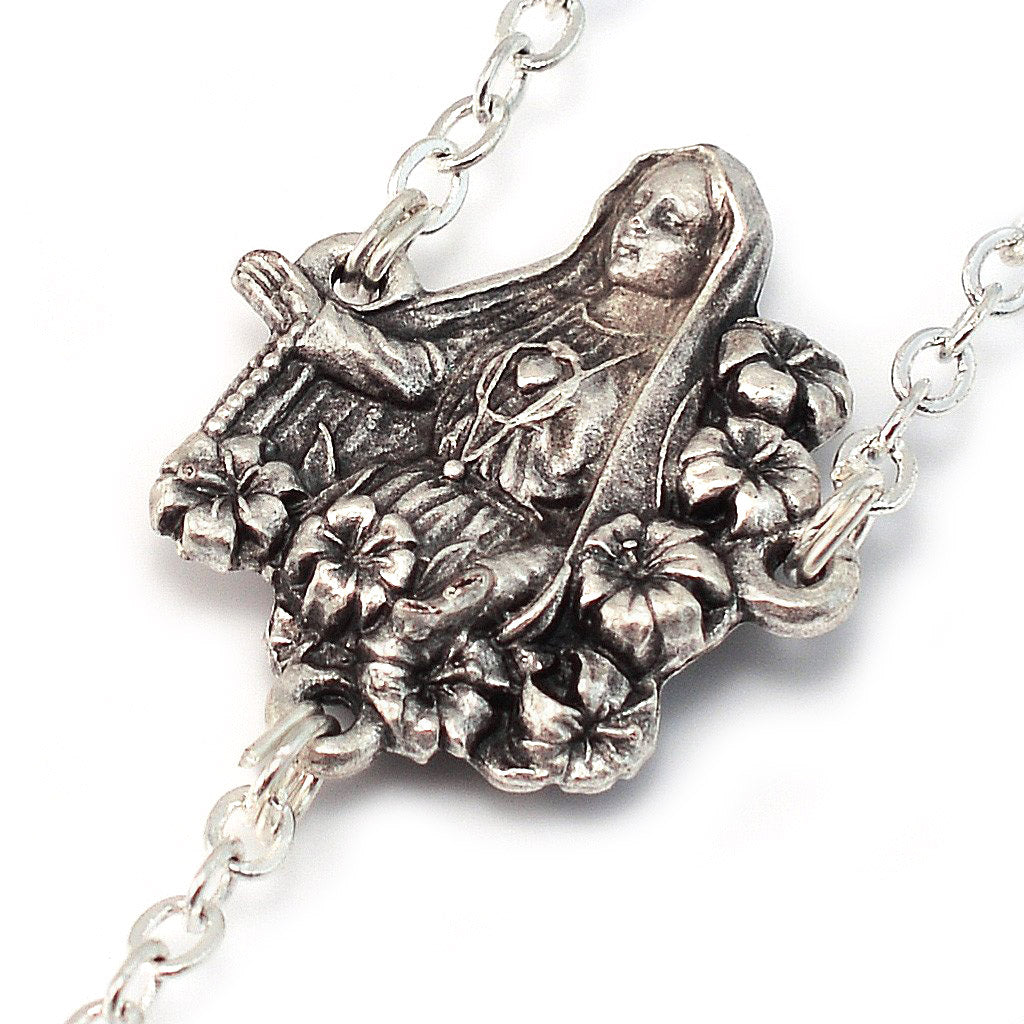 Fatima Lily Pearl &amp; Silver Rosary