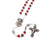 Saint Therese of Lisieux Red & Silver Roses Rosary