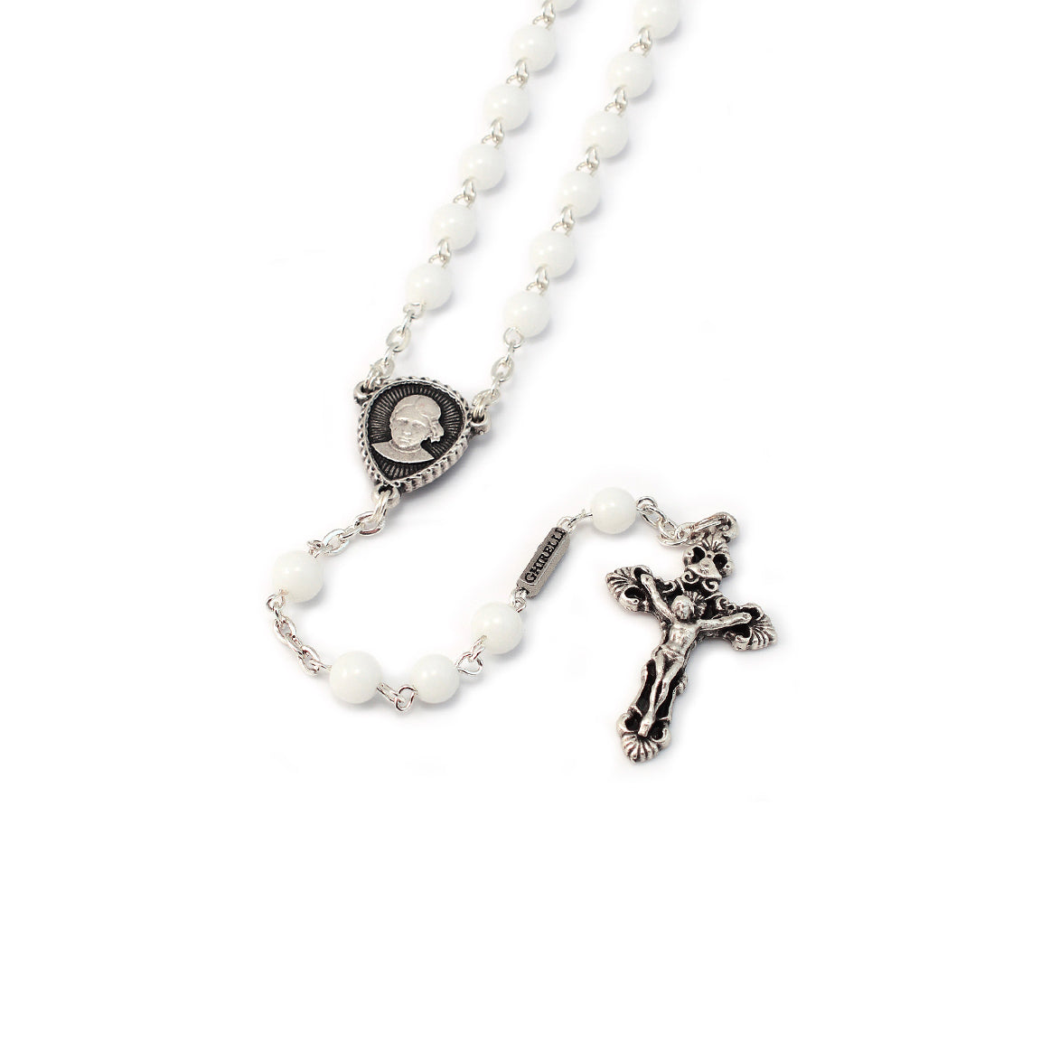 Saint Jacinta Marto Pure White & Silver Rosary