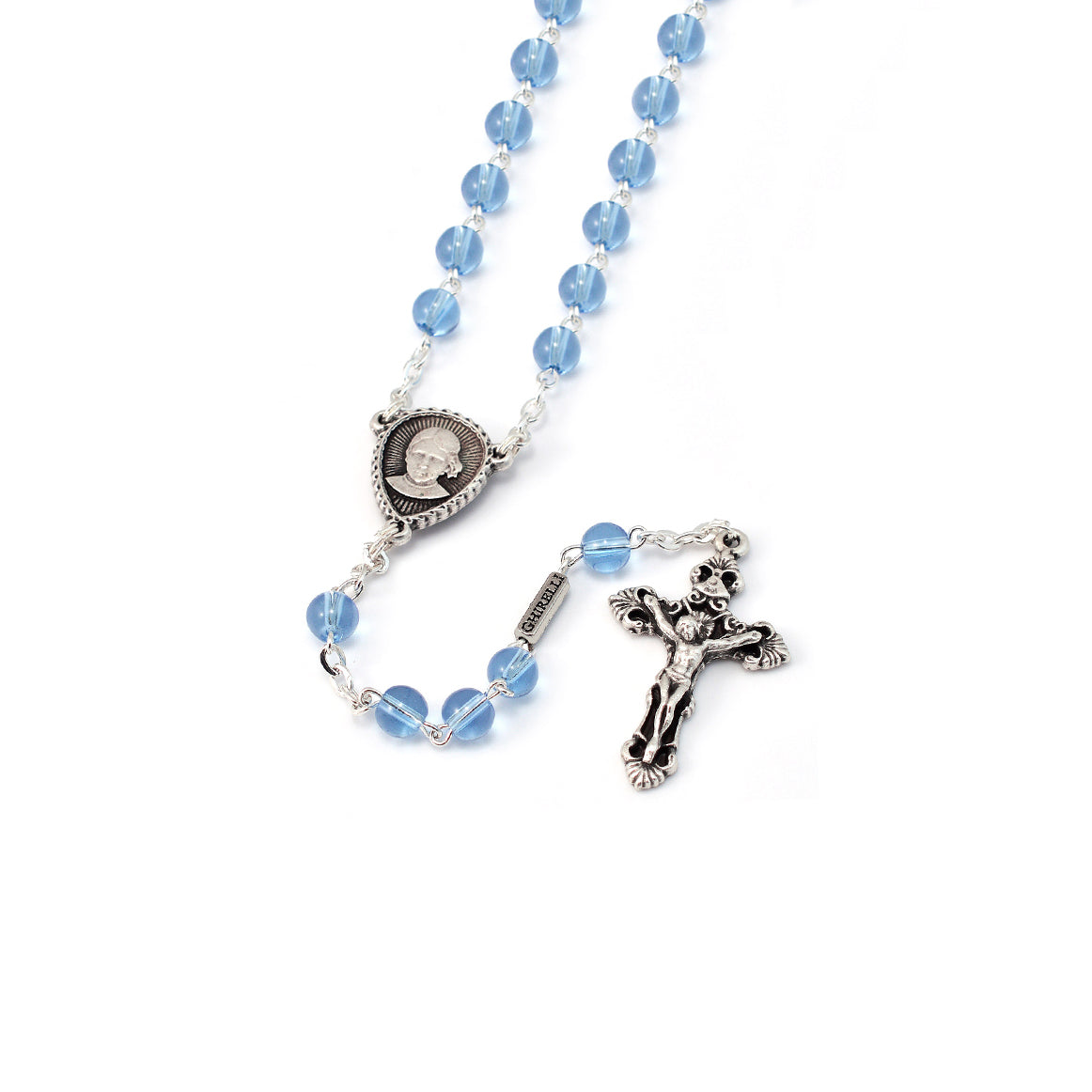 Saint Jacinta Marto Sky Blue & Silver Rosary