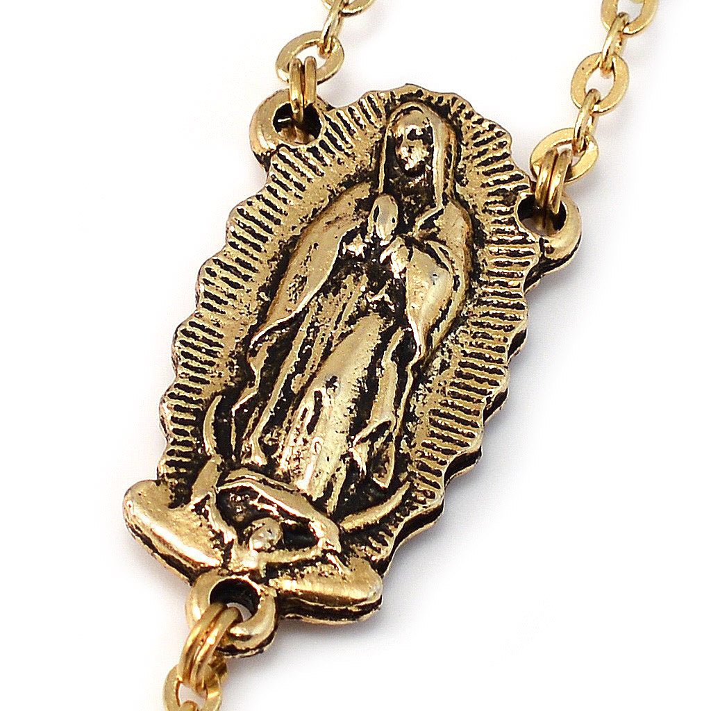 14K Our Lady of Guadalupe Virgin Mary Round Yellow Gold Pendant – Mayas Gold