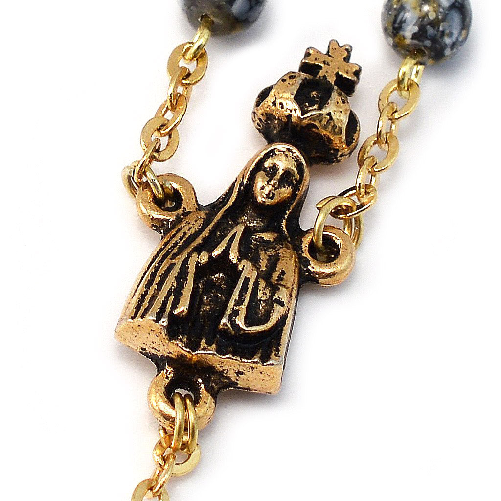 Rosary popular necklace of rhodonnite and greek antique gold (plated).