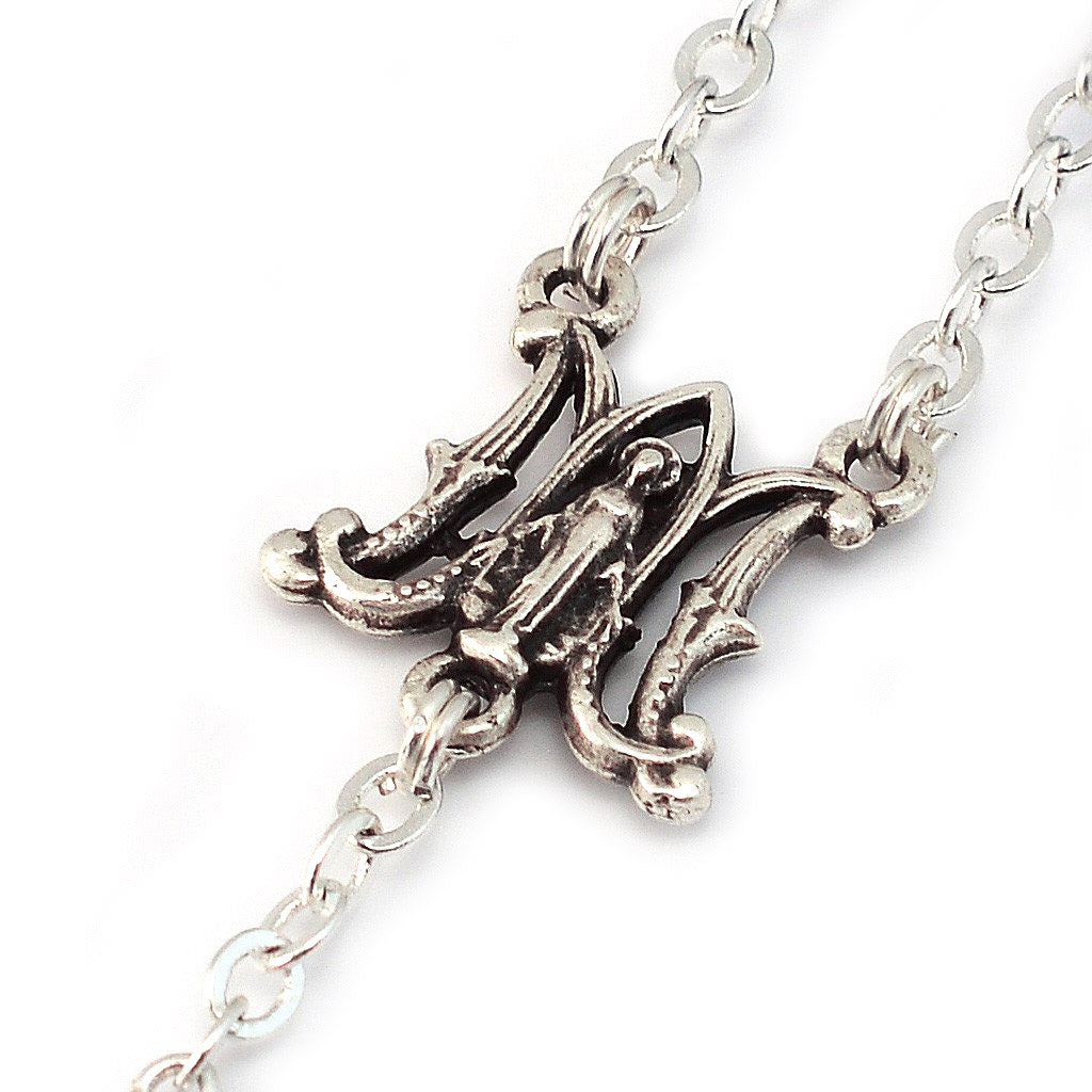 Annunciation Rosary, Silver &amp; Aquamarine