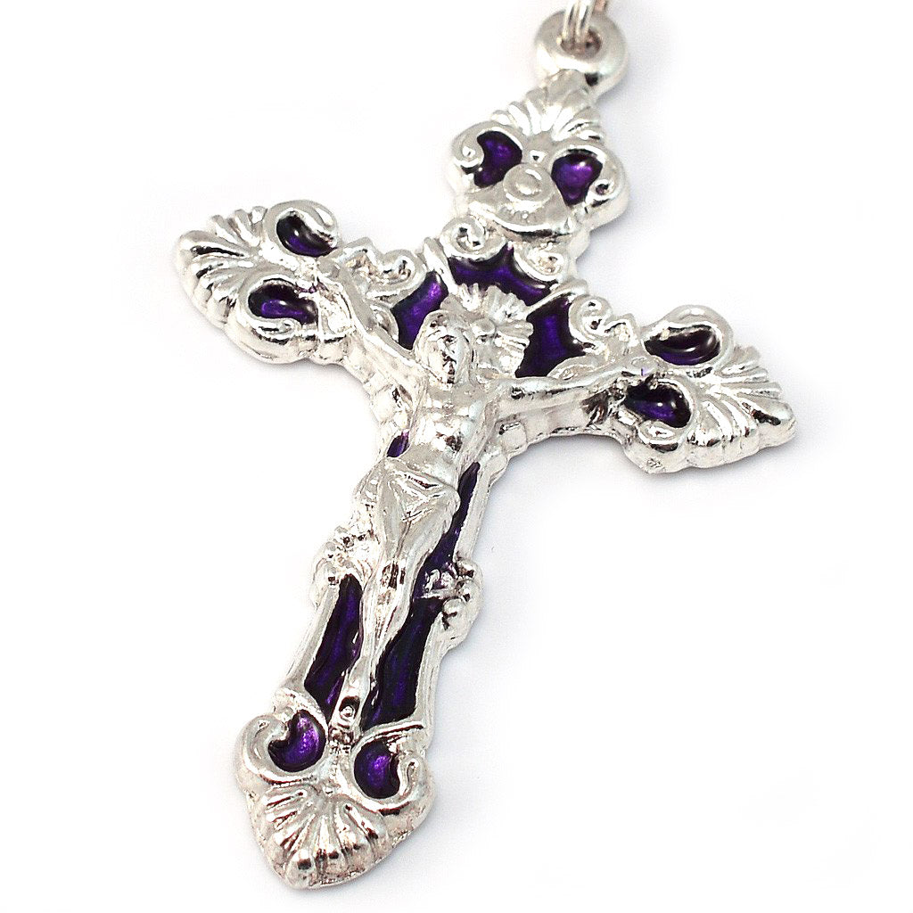 Lourdes Virgo Maria Roses Violet Two-Toned Glass Rosary